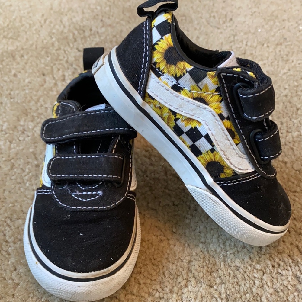 Adorable Sunflower Velcro Vans